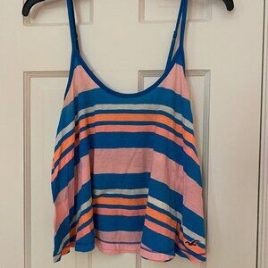 Hollister Blue and Pink Stripe Tank Top